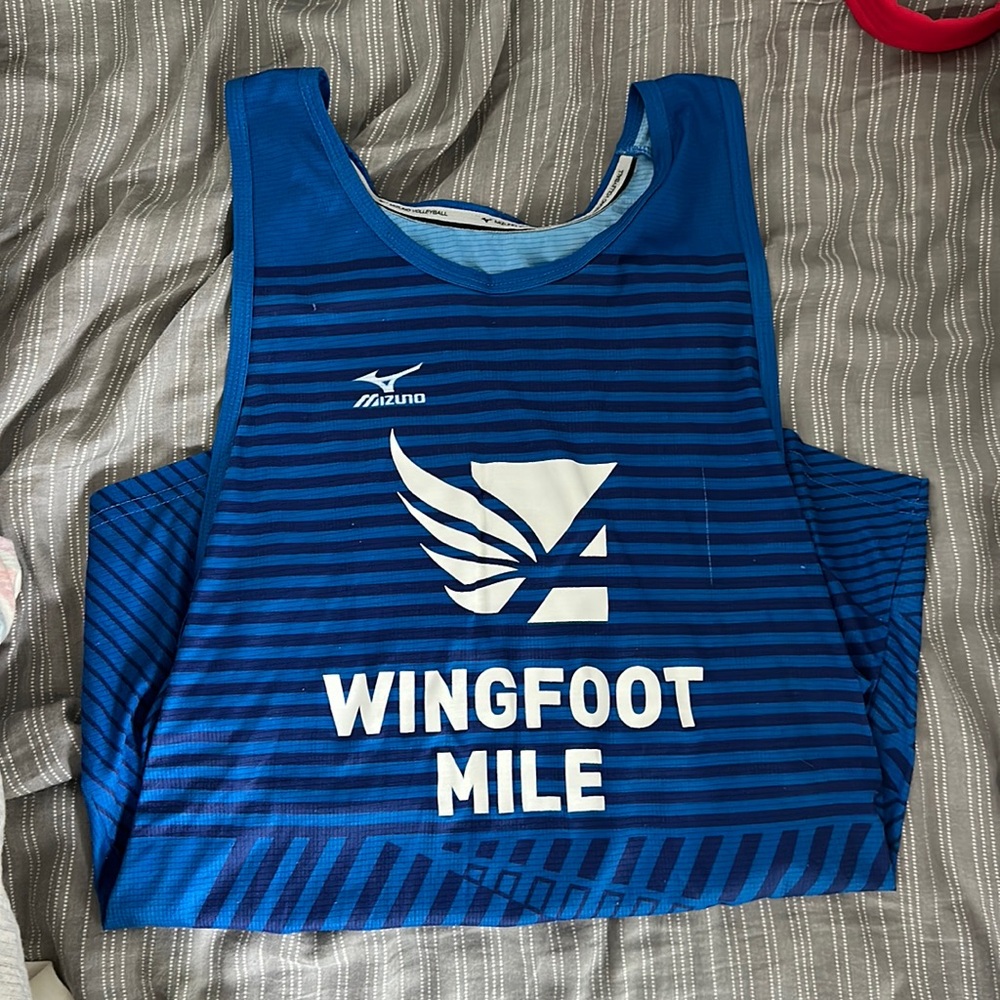 Wingfoot mile ATL track club Mizuno singlet blue size medium